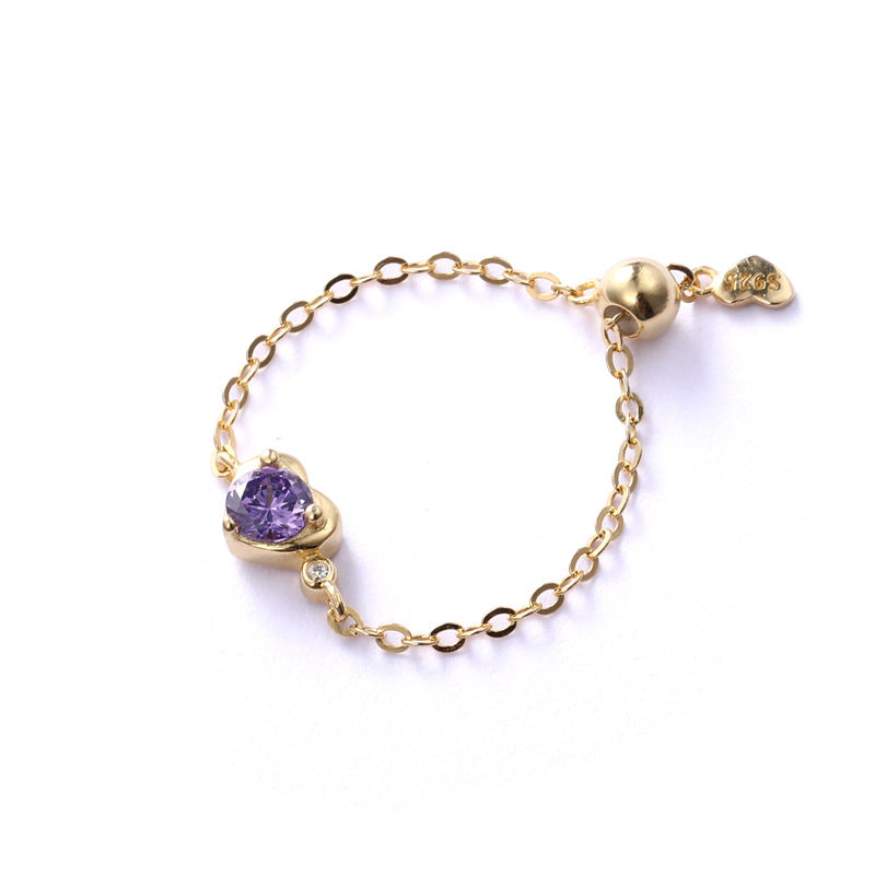 Purple Love Chain Ring