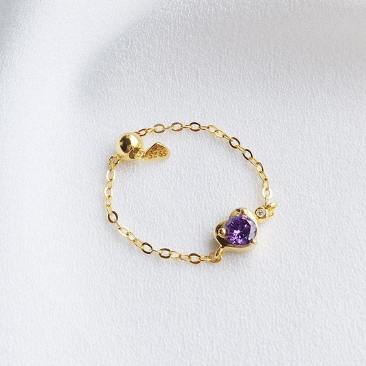 Purple Love Chain Ring