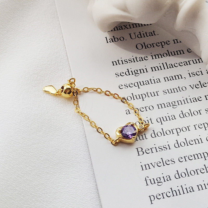 Purple Love Chain Ring